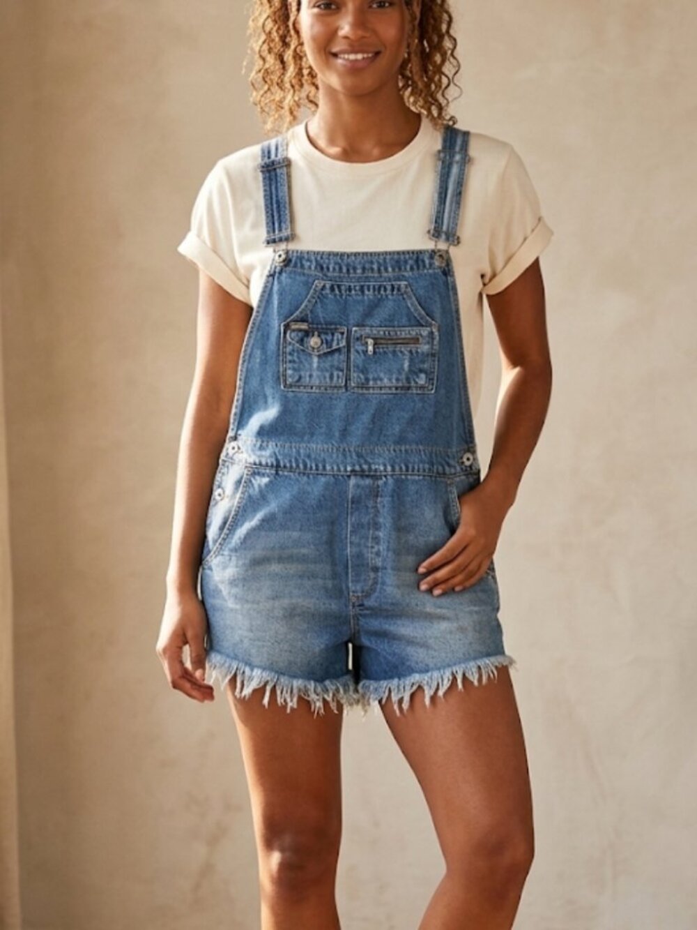 Vintage Superdry Blue Denim Frayed Hem Jumper Shorts Medium Wash Womens Size 10